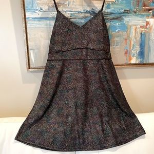 NWT Monteau black metallic skater party dress multi 1X rhinestone shimmer